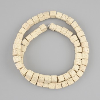 Beige Lava Stone Beads Cube 6mm x 6mm ± on thread, 40cm+ length