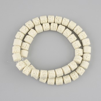 Beige Lava Beads Cylinder 8×8mm ± on thread, 38cm length