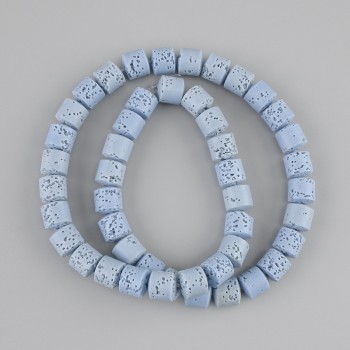 Blue Lava Beads Cylinder 8×8mm± on thread, 38cm±