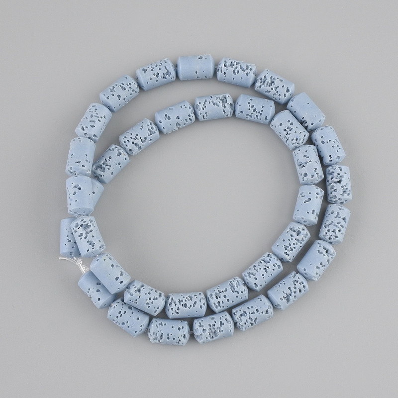 Blue Lava Beads Cylinder 10×6mm ± on thread, length 38cm+