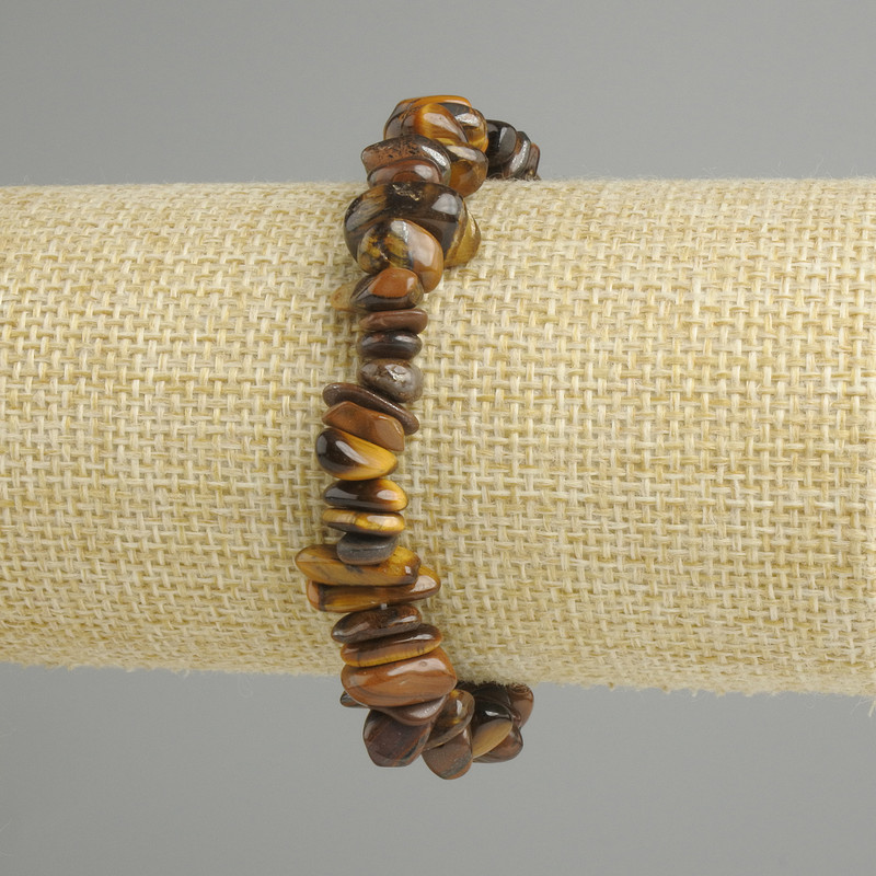 Tiger's Eye Chip Bracelet, 6-14×2.5mm approx. diameter, 18cm approx. length, stretch