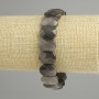 Bracelet, Silver Obsidian, rounded faceted links, diameter 15x10, 5-11mm±, length 18cm±, stretch