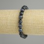 Bracelet made of natural hawk's eye stone, smooth bead, 8mm diameter±, length 18cm±, stretch