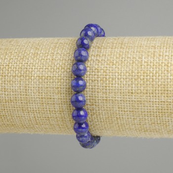 Lapis Lazuli Bracelet Smooth Round Beads, 7mm diameter ±, 18cm length ±, stretch