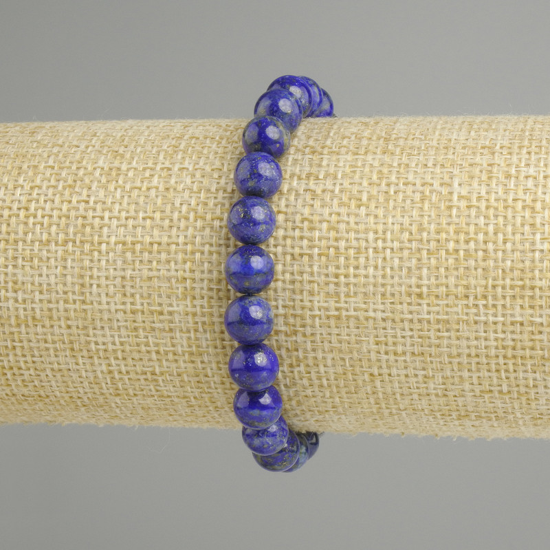 Lapis Lazuli Bracelet Smooth Round Beads, 7mm diameter ±, 18cm length ±, stretch