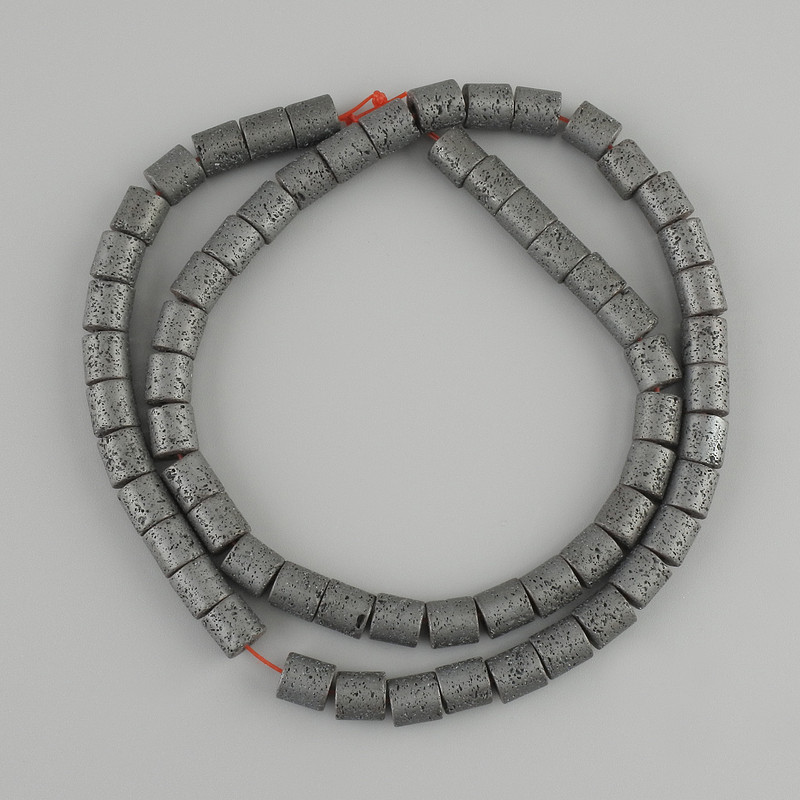 Hollow Hematite Cylindrical Beads, 6×6 mm dia, 40 cm length on thread