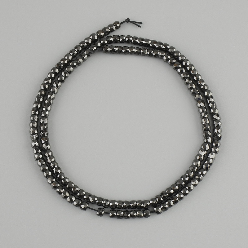 Hematite Beads Faceted Rondelle, 3x2mm diameter, 38cm+ length