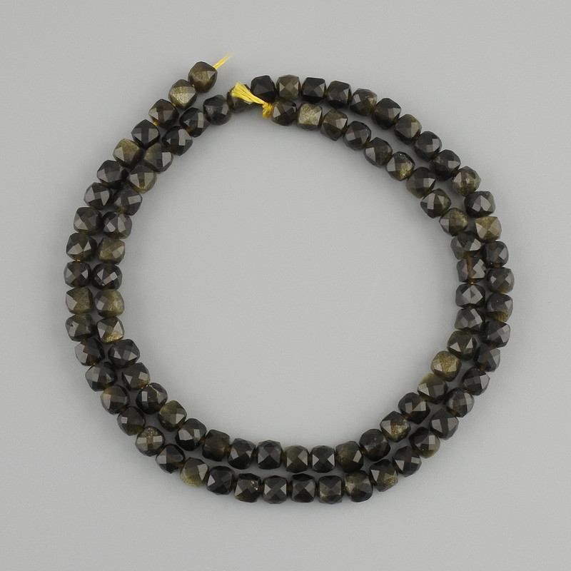 Sunstone Obsidian Beads Grenulated Cube 4mm, 38cm Length