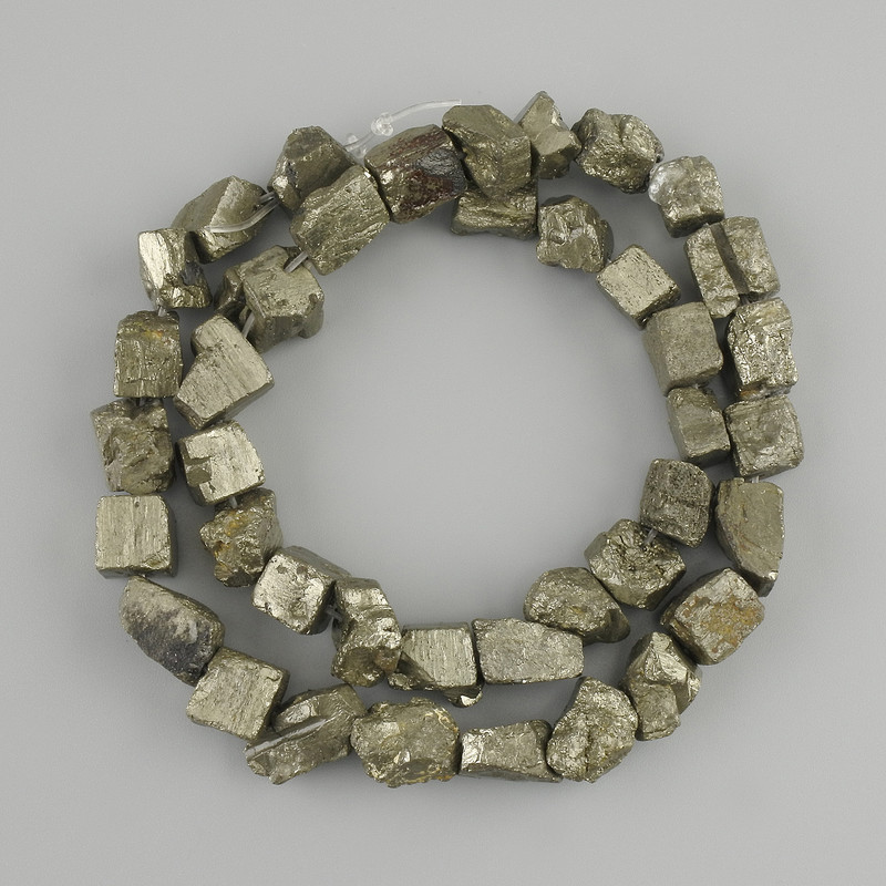 Pyrite Beads Unpolished Stone, diameter 4.5-9×5.5-8mm±, length 38cm± on a thread