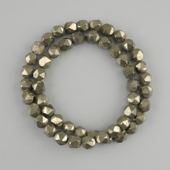 Pyrite Beads Multifaceted, 8x7mm diameter+, 40cm+- on thread