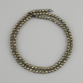 Pyrite Beads faceted ball, 3mm diameter ±, length 40cm ±