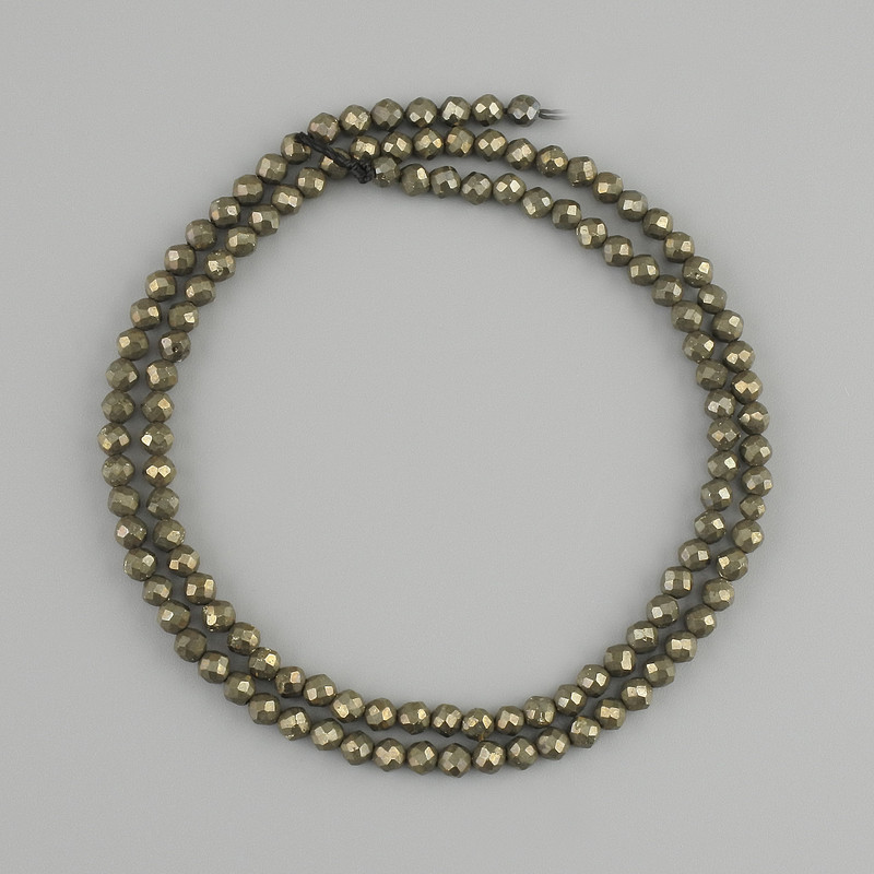 Pyrite Beads faceted ball, 3mm diameter ±, length 40cm ±