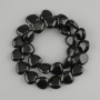Black Agate Heart Beads, 14x14mm diameter, 37cm length on thread