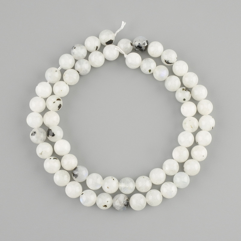 Adularia Beads, smooth round 7mm, length 39cm on a thread