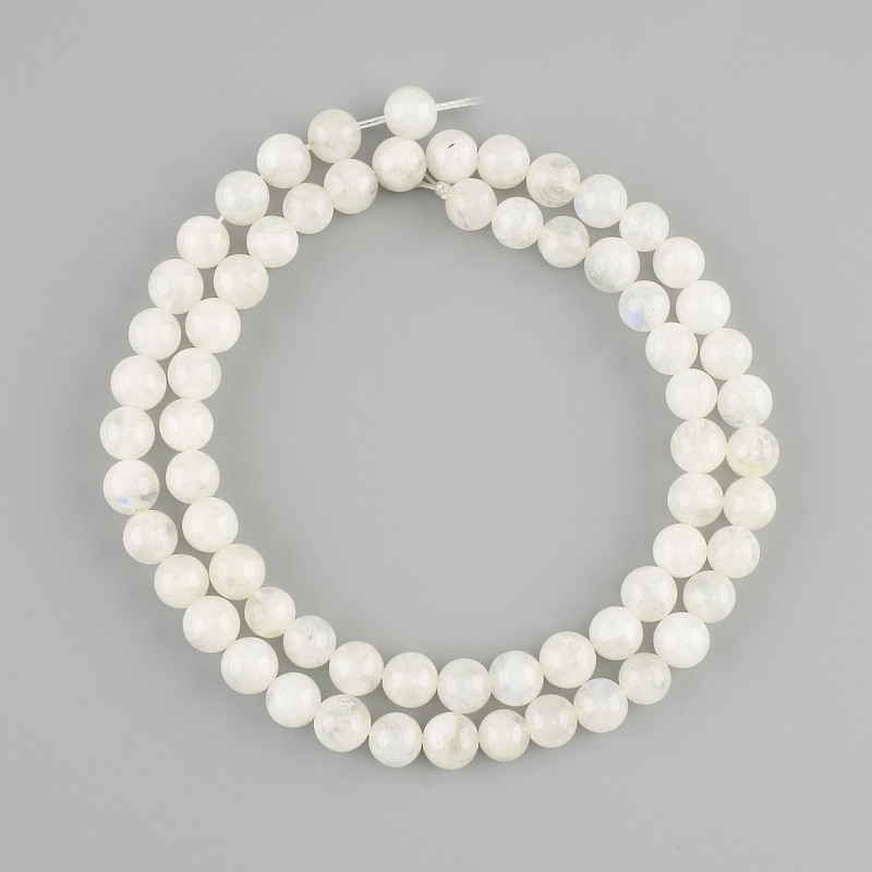 Adularia Beads smooth round 6mm diameter, length 38cm on thread