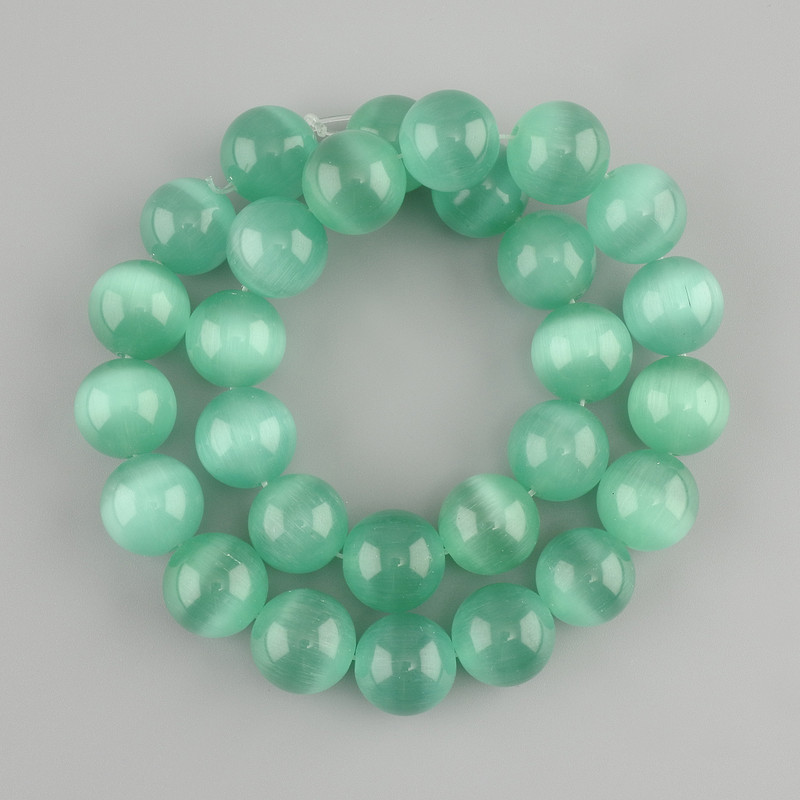 Cat's Eye Beads Smooth Round Bead Ø13–13.5 mm, 37 cm on Thread