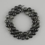 Rutilated Quartz with Tourmaline Sheela - Smooth Beads, 9.5-10 mm, 38 cm length on thread