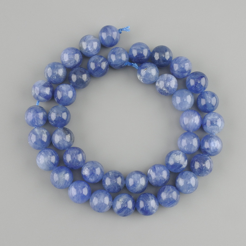 Natural stone Ciannite beads Smooth ball 10mm diameter, length 39cm on thread