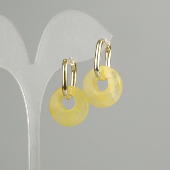 Earrings 'Bagel' Citrine, diameter 18×5mm±, length approx. 30mm±