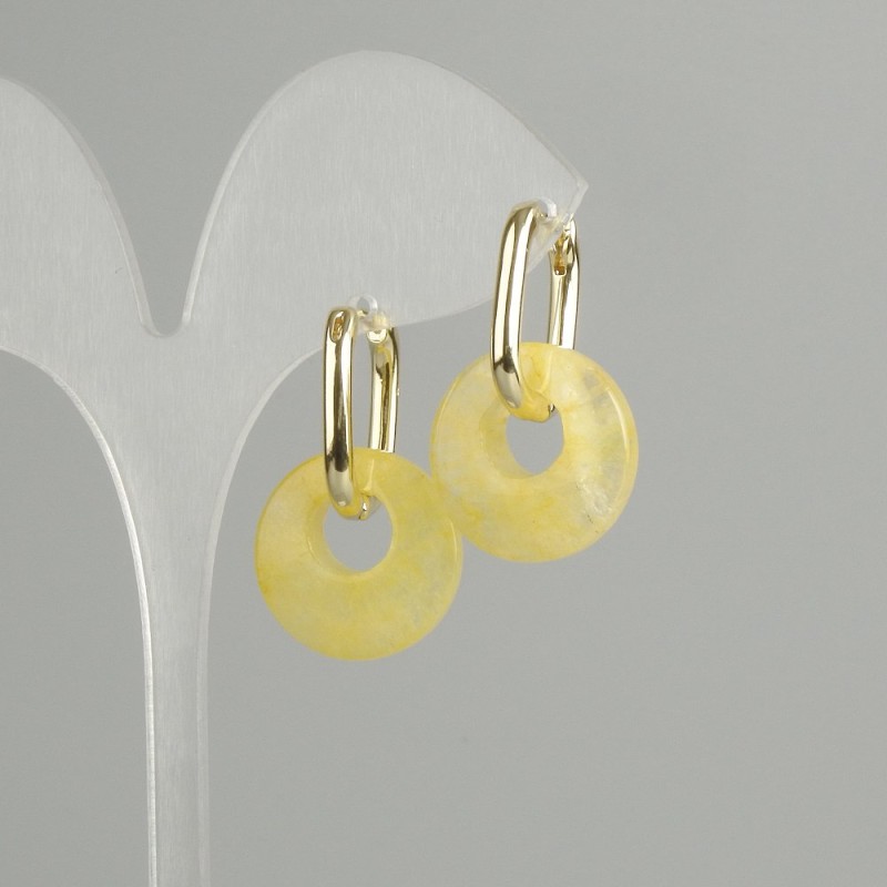 Earrings 'Bagel' Citrine, diameter 18×5mm±, length approx. 30mm±