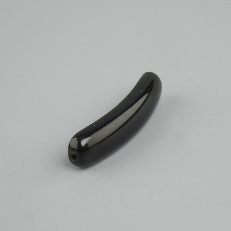 Bead stud Black Agate curved link with holes 36x8, 5x5mm+