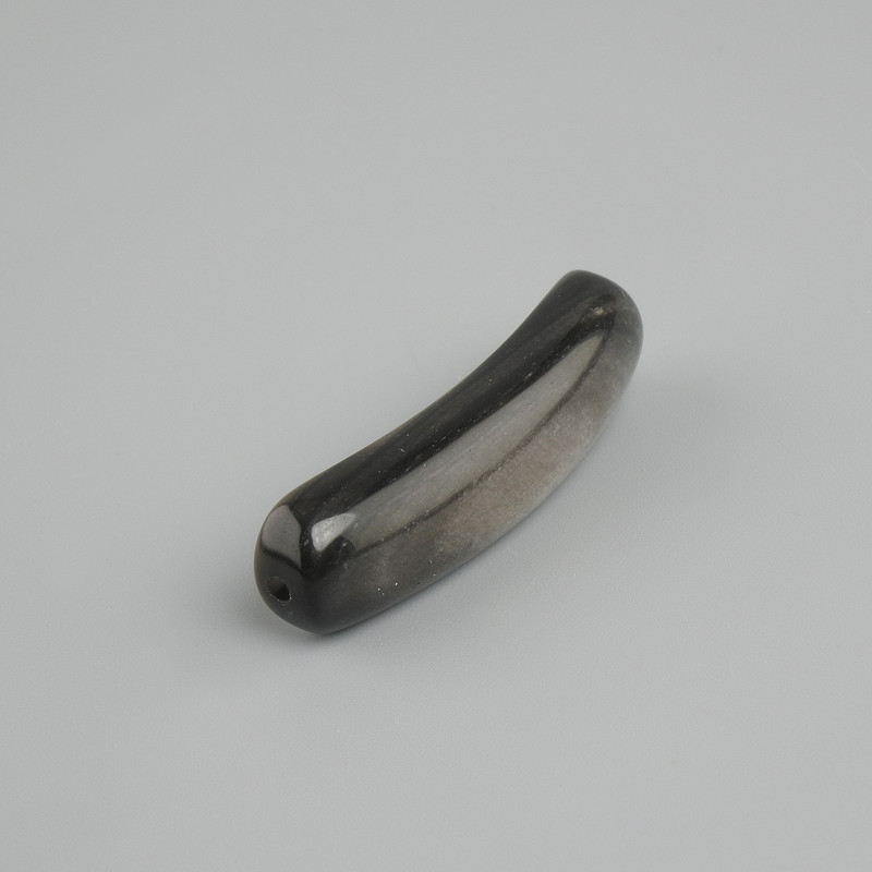 Bead insert Silver Obsidian curved link with holes 36x10x6mm+
