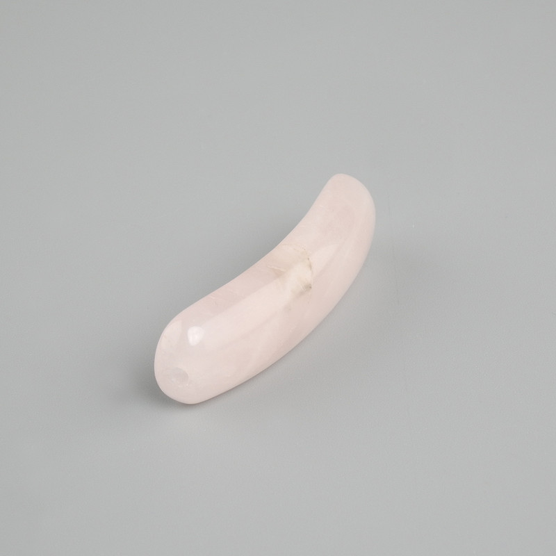 Bead insert, rose quartz, curved link with holes 36x10x6mm+