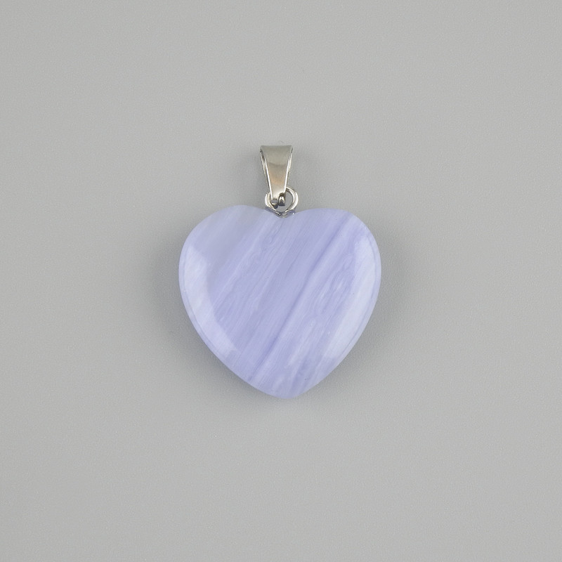 Pendant Heart Blue Agate 20x20x27mm+