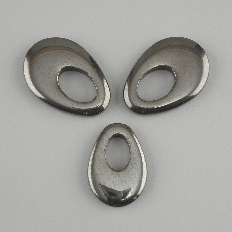 Drop Pendant Hematite, diameter 27x19mm, hole diameter 12x8mm