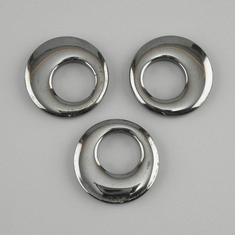Donut Pendant (Bun) Hematite, diameter 22x3-3.5mm+, hole diameter 11mm+