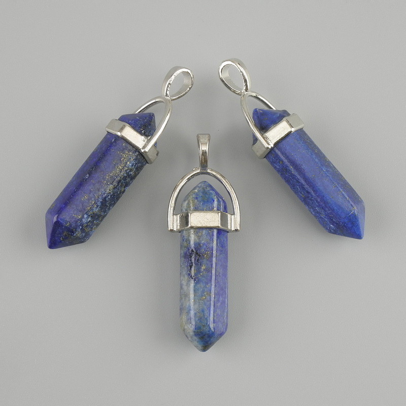 Lazurite Pendant Hexagonal Crystal Bead 8x31x41mm with Sphere