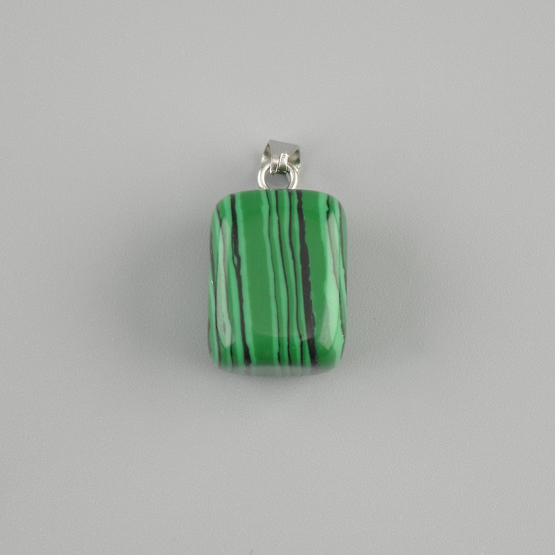 Totem Malachite Pendant, rectangular 14x11x11mm ±, length 23mm ±, assorted sizes