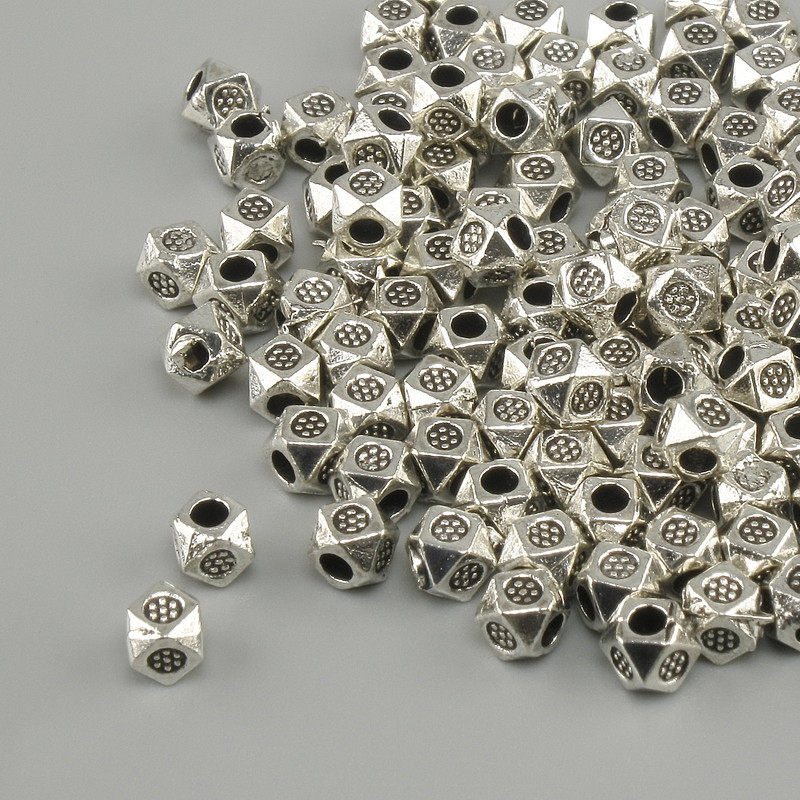 Bead Inlay Crimps, Silver-Colour Metal, 3×3 mm ± hole diameter, 1.8 mm ± hole, packaged 20 g (~133 pcs)
