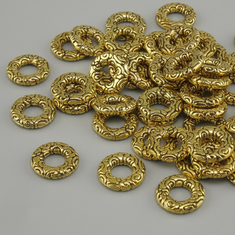 Bead insert findings colour of yellow gold, diameter 8mm±, hole diameter 4mm±, packaged 20g (~44 pcs)