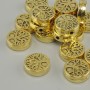 Bead Insert Pendant with Tree of Life Motif, Yellow Gold Colour, 9mm Ø ± hole 1.4mm ±, packaged 20 g (~18 pcs)