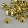 Pendant Bead Inlay Cross Colour Metal Yellow Gold, diameter 8x8mm± hole diameter 2mm± pack 20g (~25 pieces)