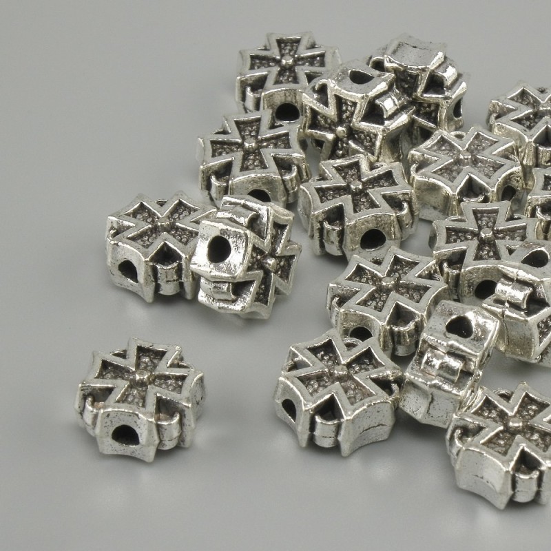 Bead finding insert Cross colour metal silver, diameter 8x8mm± hole diameter 2mm± packaging 20g (~18 pcs)