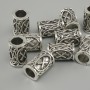 Bead Nordic Rune Pendant, diameter 13x9mm ±, hole diameter 6mm, silver-coloured metal finish 10 pcs