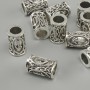 Bead Fittings Nordic Rune Silvered 13×9mm ± hole 6mm diameter, silver-colour metal, pack of 10