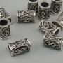 Bead Findings Nordic Rune Silver 13x9mm ± hole 6mm, silver-colour metal, pack of 10