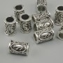 Bead Fitting Nordic Rune, diameter 13×9mm ±, hole, diameter 6mm, silver-coloured metal finish 10 pcs