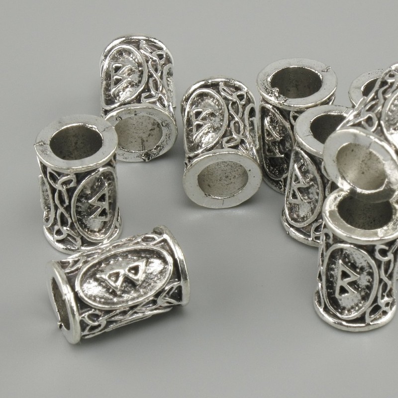 Bead Findings Nordic Rune, diameter 13x9mm ±, hole diameter 6mm, silver-colour metal finish 10 pcs