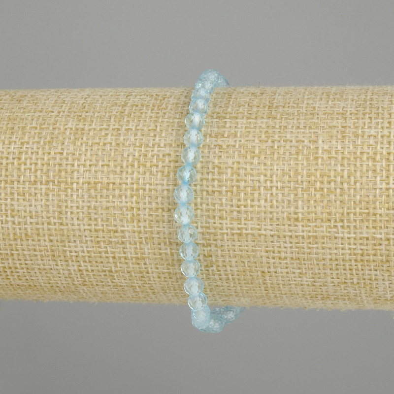 Bracelet Faceted Topaz Bead, 4mm diameter, 18cm length, stretch