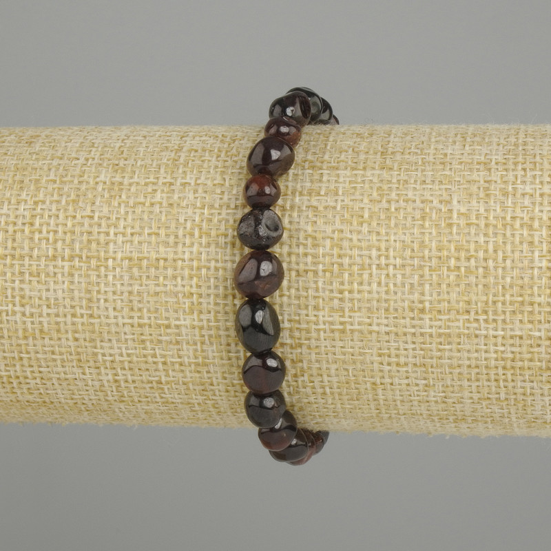 Garnet Bead Bracelet with faceted beads, diameter 6-10×5, 5-8mm±, length 18cm±, stretch