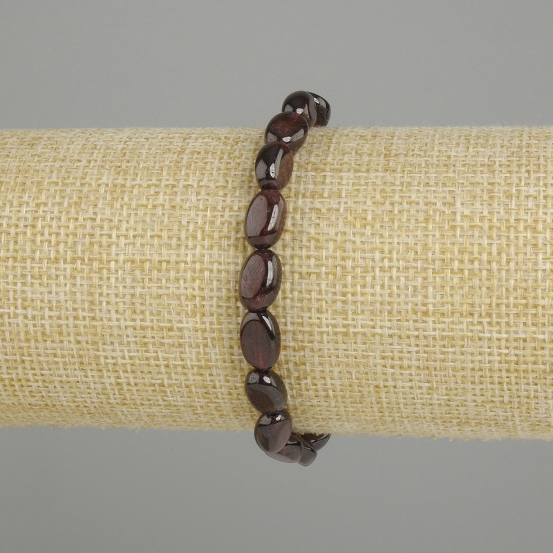 Garnet Bead Bracelet, faceted, 10x6 mm, 5 mm±, length 18 cm ± stretch