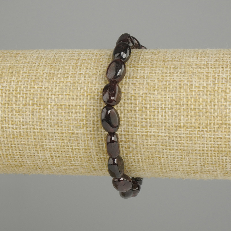 Garnet Bead Faceted Bracelet, diameter 10-11x7-7, 5mm+-, length 18cm +-, stretch
