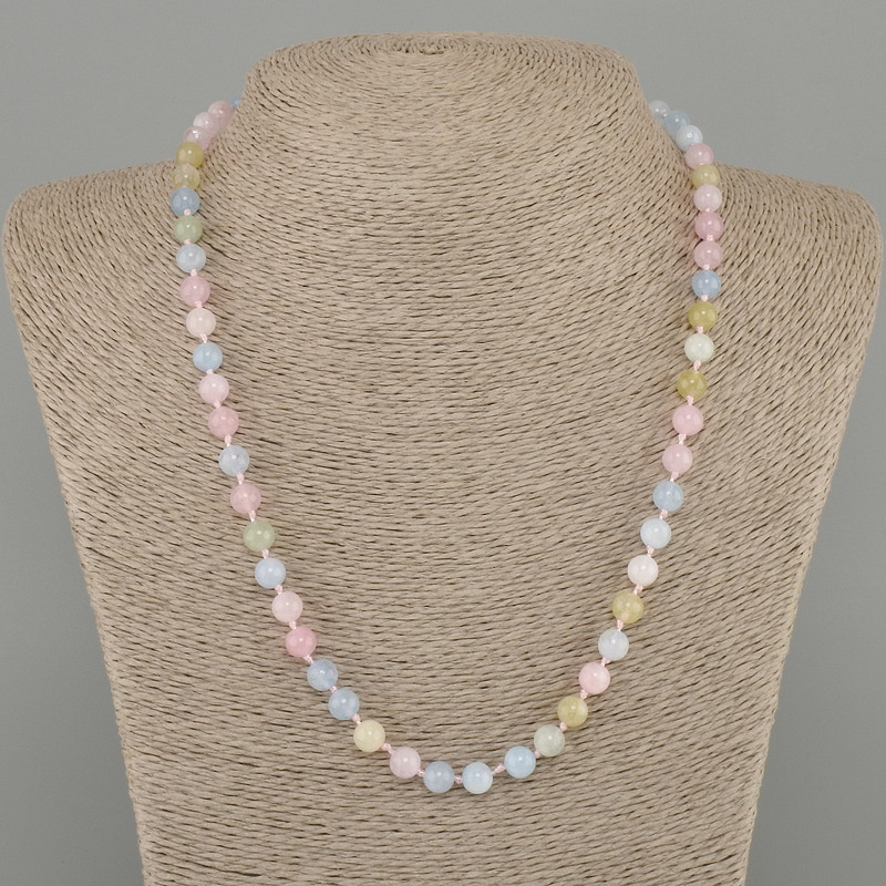 Morganite Beads smooth ball 10mm diameter, length 45cm, with clasp