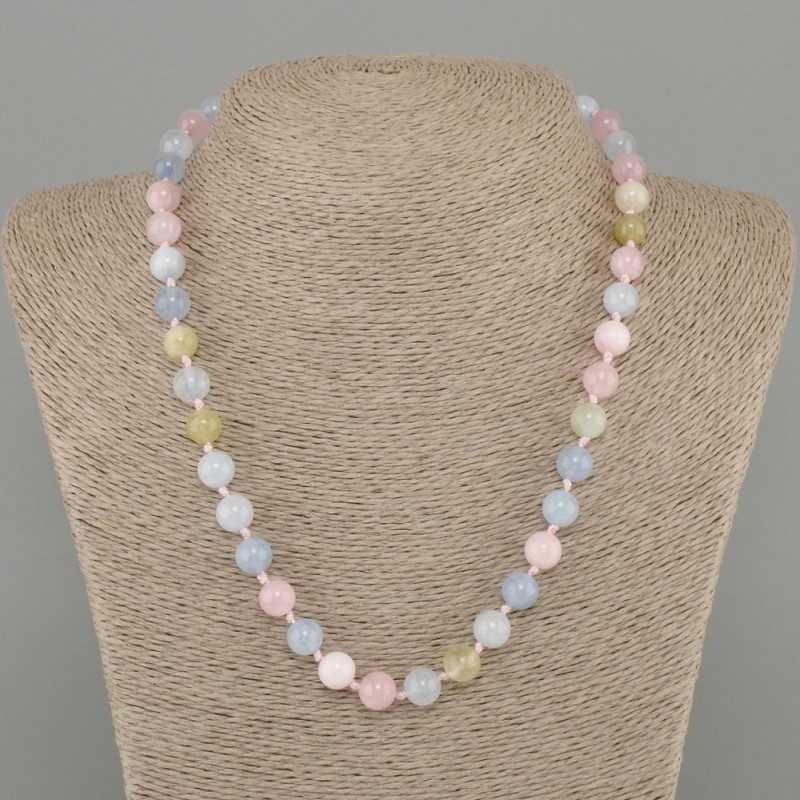 Morganite Beads, smooth round beads 8mm diameter, length 45cm, with clasp