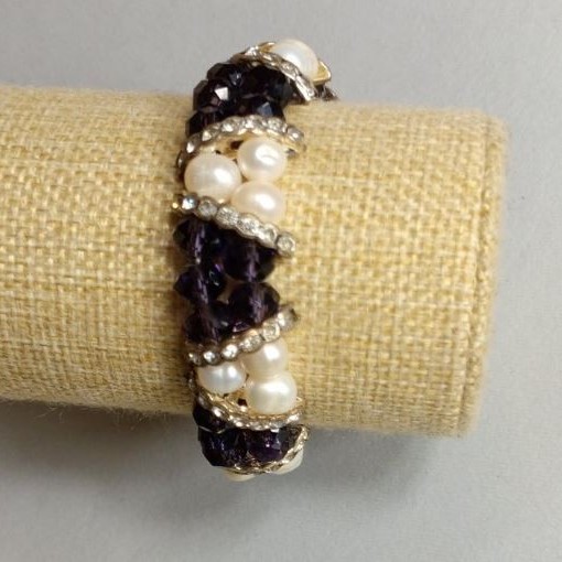 Clearance! Bracelet River Pearls Czech Crystal, length 18 cm± stretch