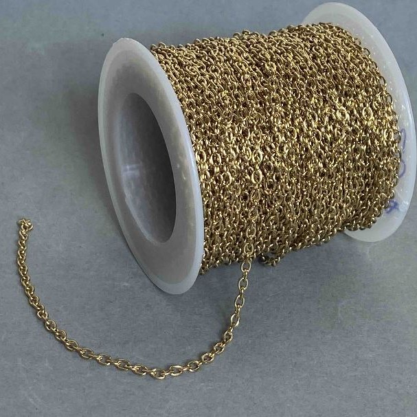 Gold-plated coil chain for jewellery, thickness 2.4mm, length 18m, standard gold-tone metal